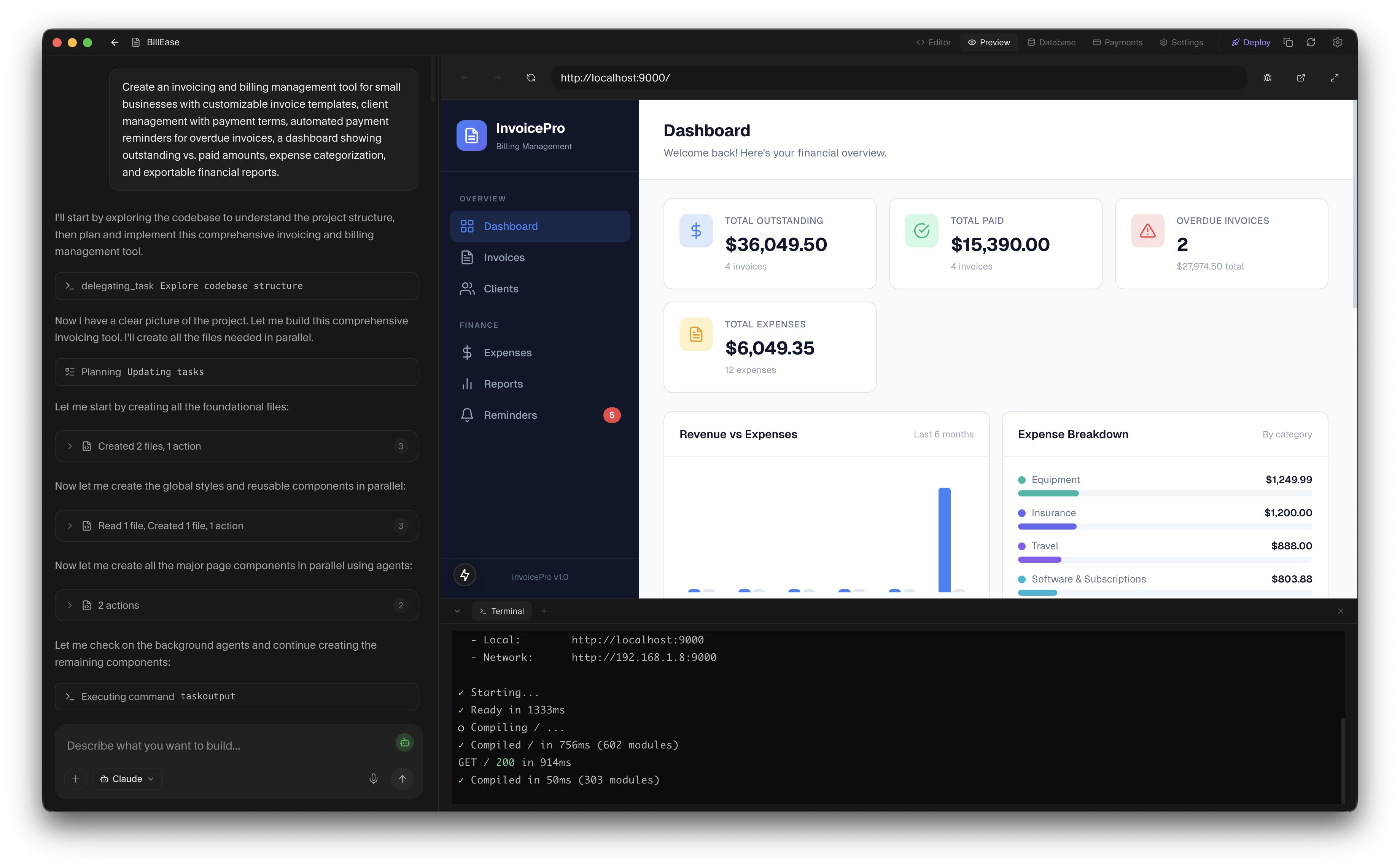 Bfloat Workbench with live web app preview